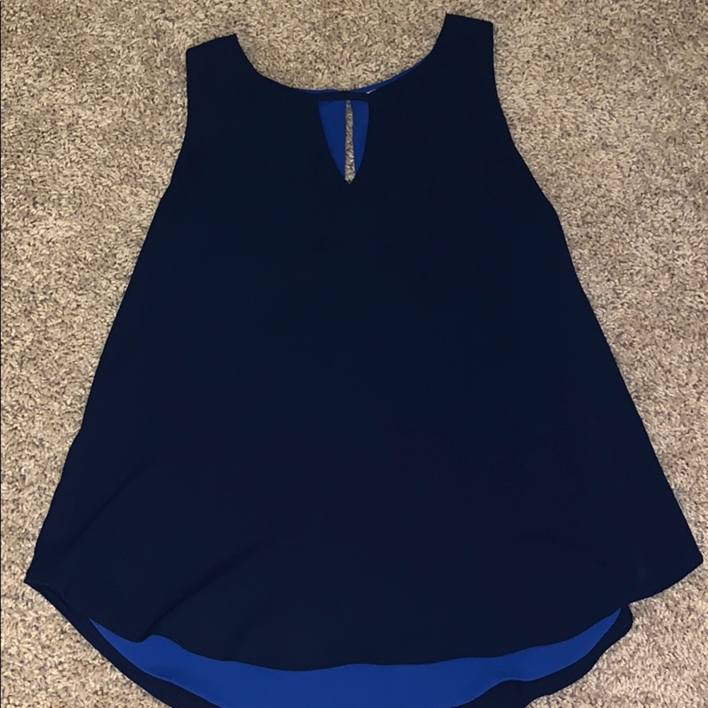 Navy Flowy Top